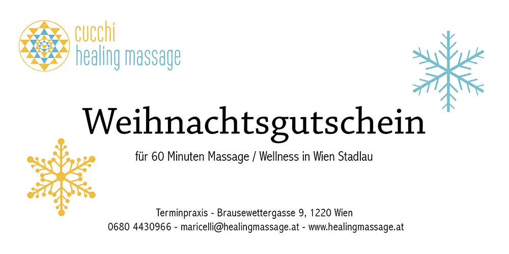 Abbildung eines Gutscheins für eine Massage / Wellness als Weihnachtsgeschenk
